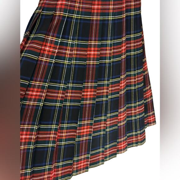 Vintage Wool Pleated Plaid Skirt Womens Size 10 with 26" waist - Picture 2 of 8